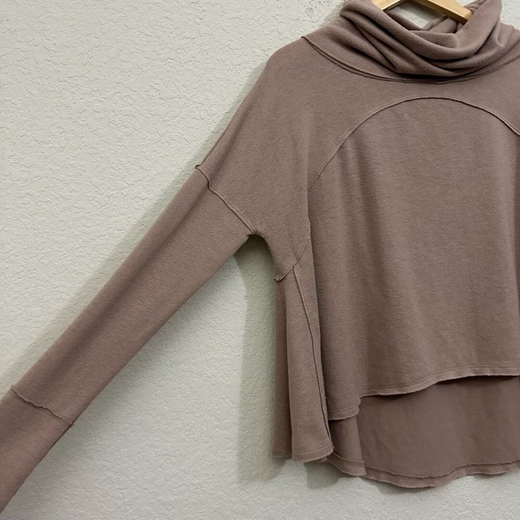 FREE PEOPLE WE THE FREE Cozy Time Funnel Neck Top in Chocolate - Picture 4 of 11